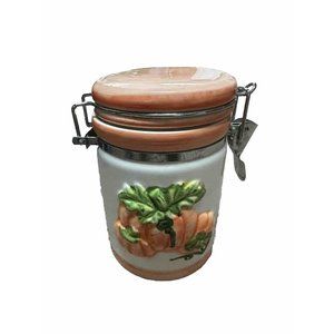 Vintage Pumpkin Canister Sealed Lid Airtight Jar